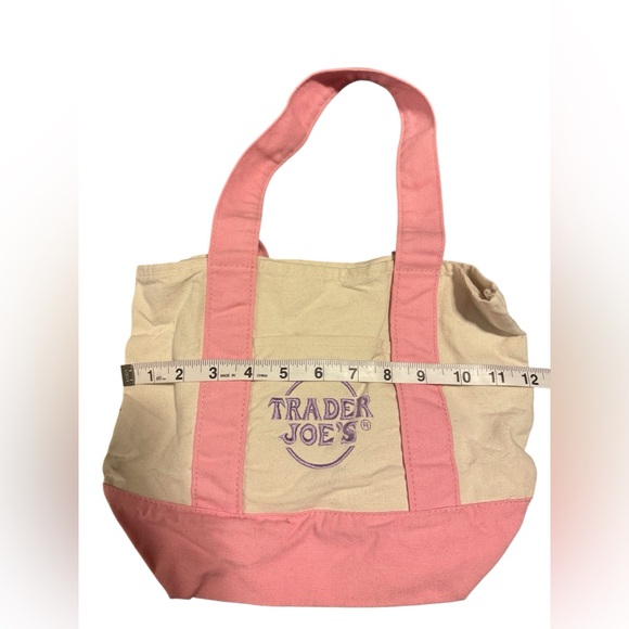 Trader Joe's Mini Pastel Canvas Tote Bag Pink  Limited Edition Spring 2025 - Picture 6 of 7